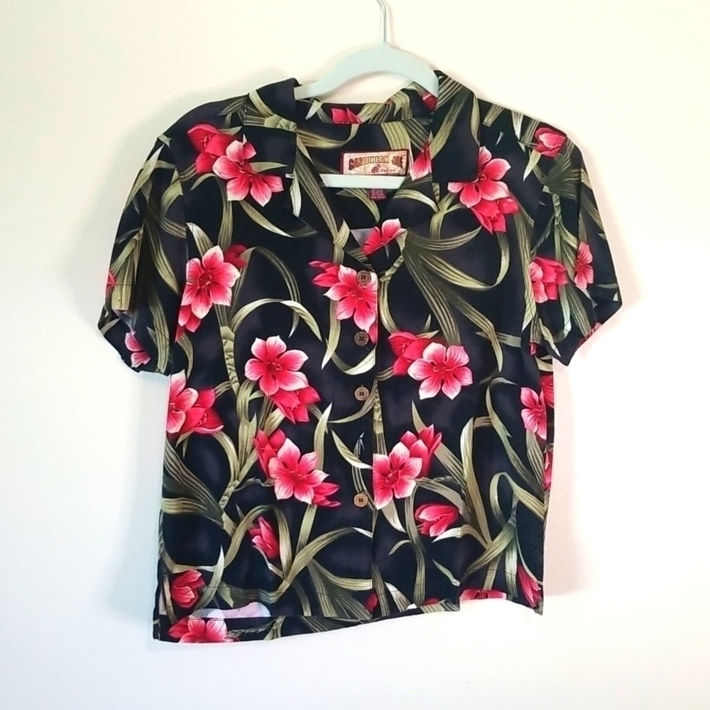 Caribbean Joe Tropical Hawaiian Button Down Shirt Medium